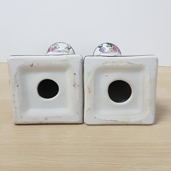 Vintage Hand Painted Floral Candlestick Holders - Picture 3 of 12
